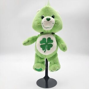 Vintage Care Bears Y2k Good Luck Bear Plush Green 8" Shamrock Clover